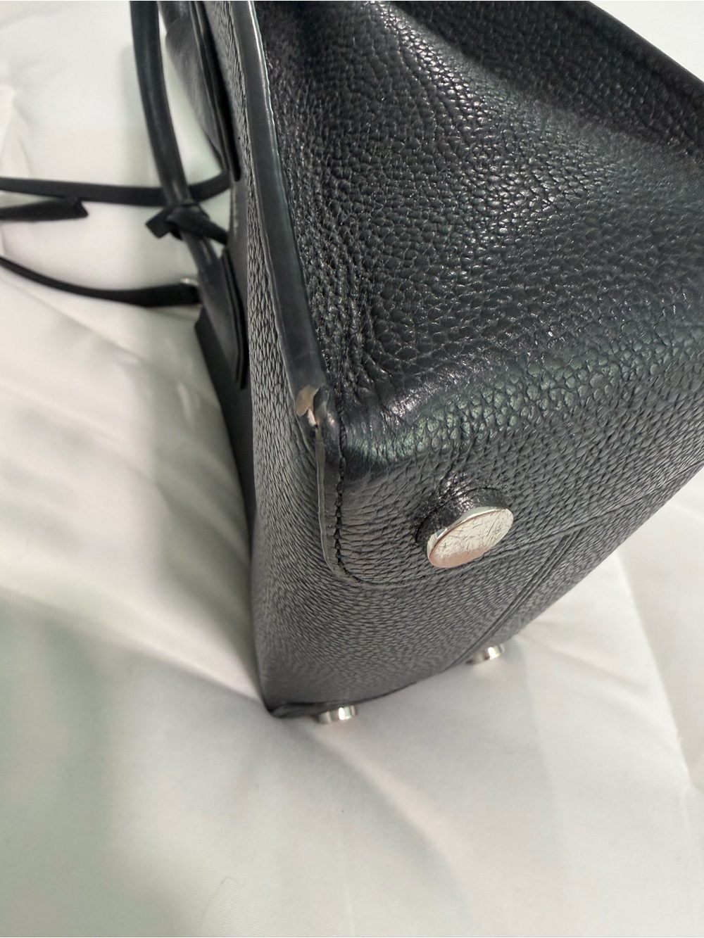 Michael Kors Black Pebbled Leather Satchel with Top Handles - Picture 3 of 10